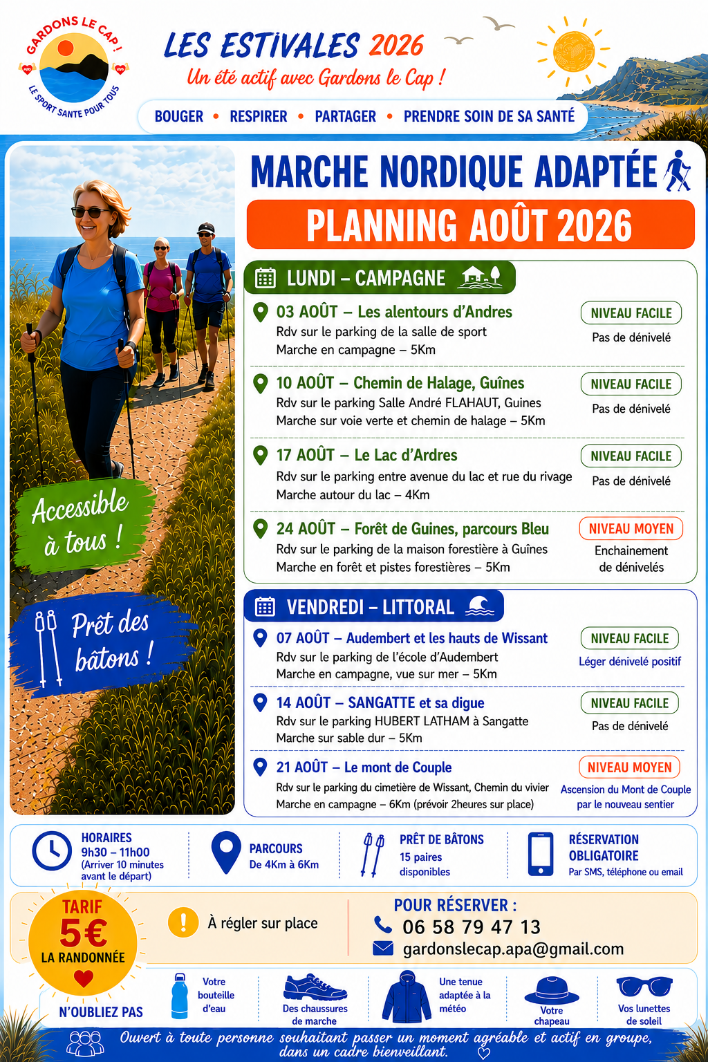 Marches nordiques adaptées AOUT 2026